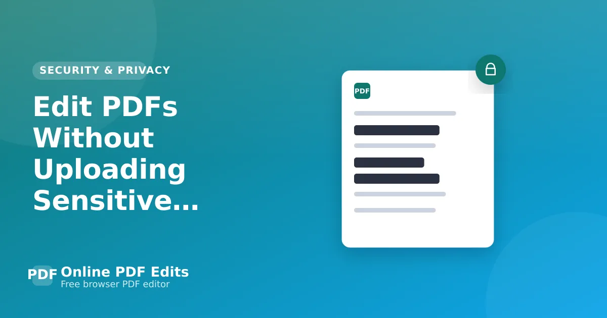 Edit PDFs Without Uploading Sensitive Documents — Online PDF Edits