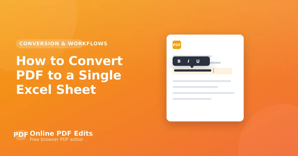 How to Convert PDF to a Single Excel Sheet — Online PDF Edits