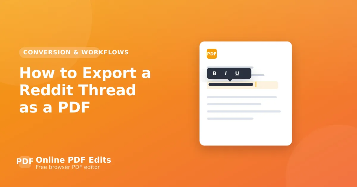 How to Export a Reddit Thread as a PDF — Online PDF Edits