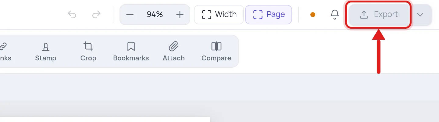 The Export button in the editor toolbar
