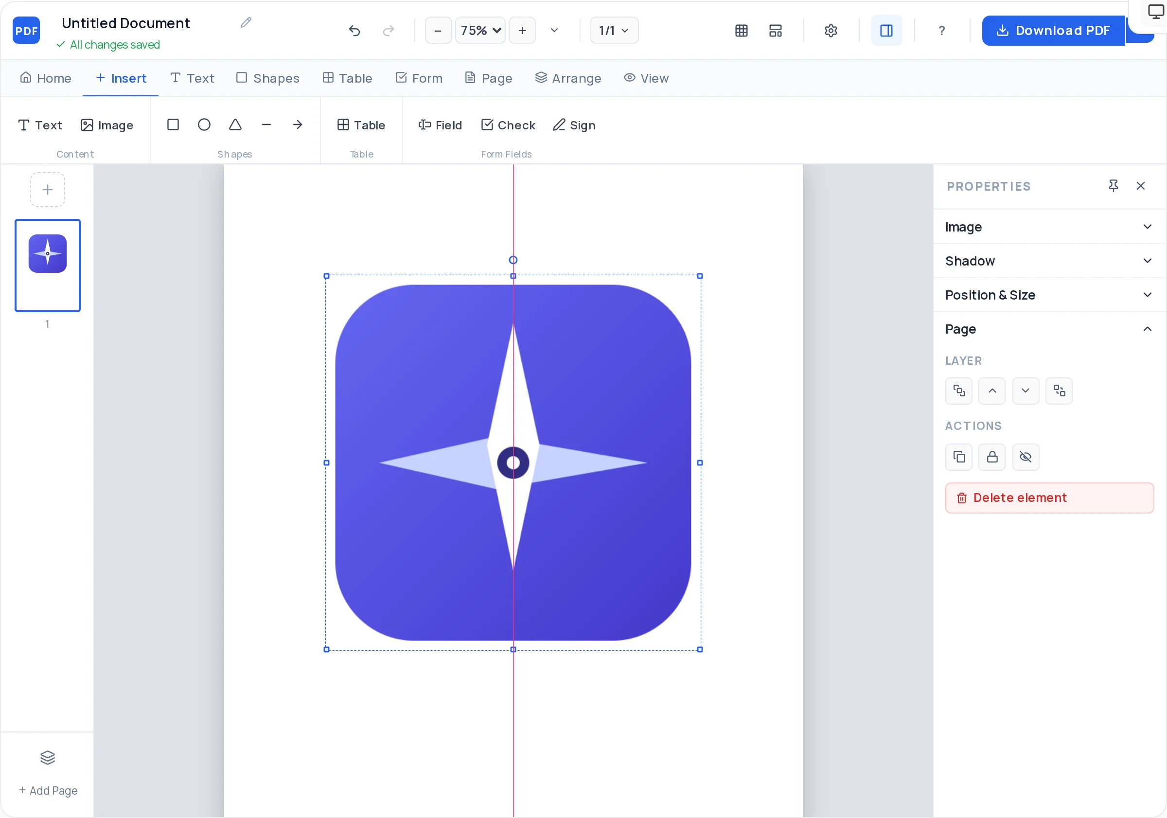 Placing an uploaded image into a PDF design in the browser