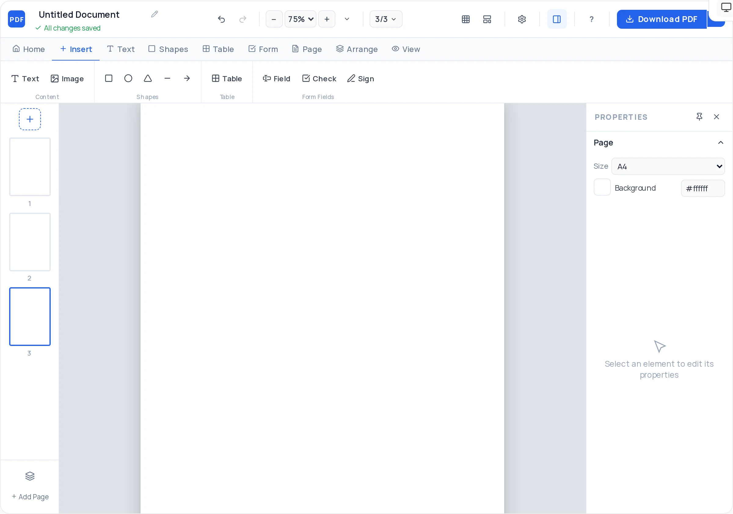 Reordering multiple pages of a PDF document in the page list