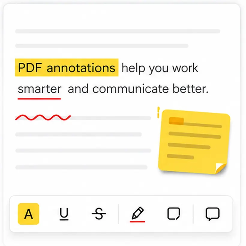Highlighting PDF text in yellow and adding annotations with the markup toolbar
