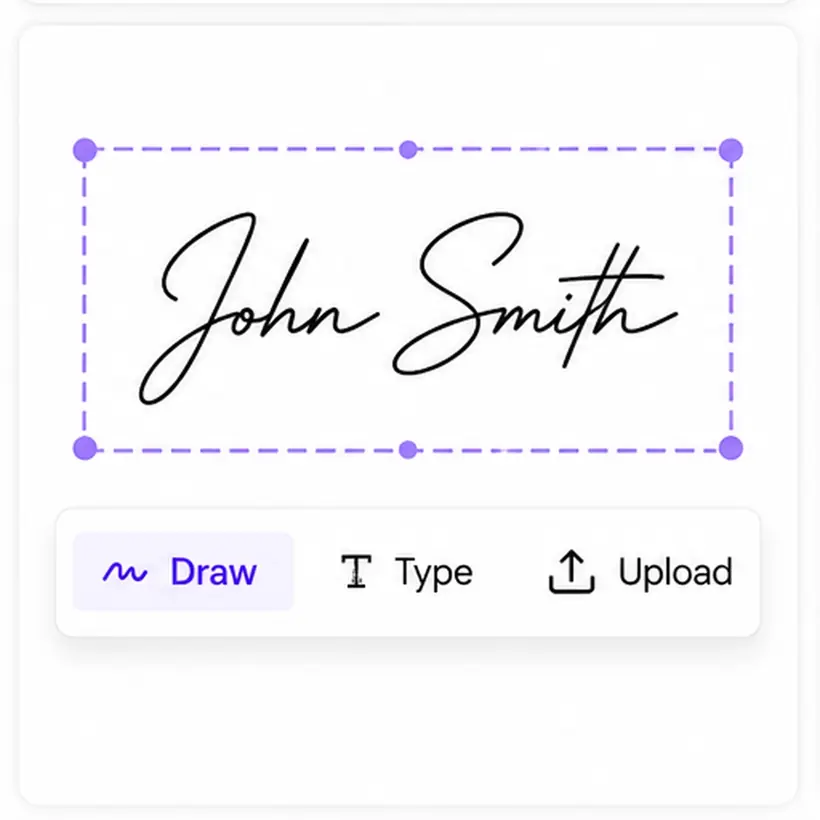 A handwritten signature placed onto a PDF document in the editor